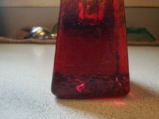 Red Candle Holder Fire And Light Recycled Glass 2 3/4” Signed Extremely Rare