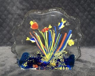 Vintage Murano Italy Fish Aquarium Thick Art Glass Model