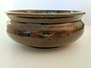 Glazed Ceramic Brown Speckled Hand Made 5.  25 " Stoneware Bowl Artist Signed