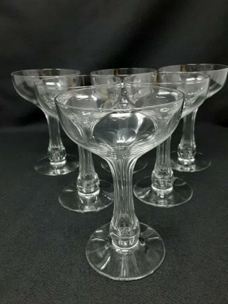 Art Deco Hollow Stem Champagne Glasses Set Of6
