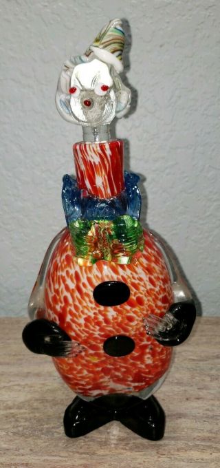 Vintage Murano Blown Glass Fat Red Clown Decanter W/stopper