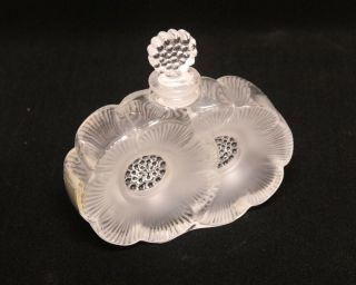 Vintage Lalique Frosted Crystal Perfume Bottle Deux Fleurs (two Flowers)