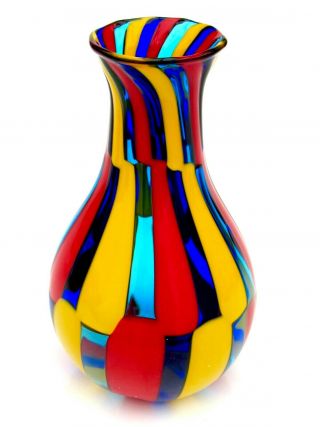 Signed Murano Angello Ballarin Art Glass Pezzato Mazzega Freeform Studio Vase