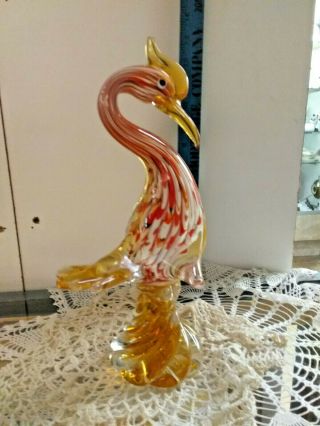 Gorgeous Vintage Mid Century Modern Murano Glass Crested Duck Figure 2