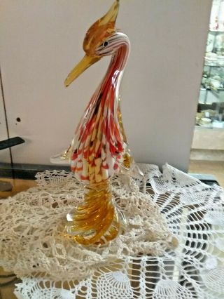 Gorgeous Vintage Mid Century Modern Murano Glass Crested Duck Figure 3