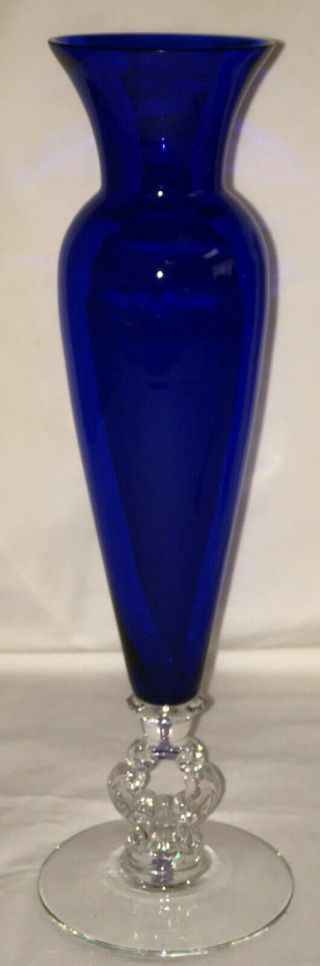 Cambridge Cobalt Blue 11 3/4 " Keyhole Vase 1234