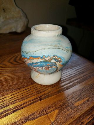 Nemadji Hand Made Pottery Small Vase Multicolored Made In Usa