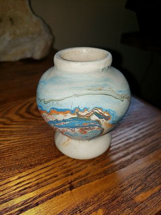 Nemadji Hand Made Pottery Small Vase Multicolored Made In USA 2