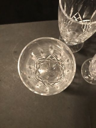 3 Waterford LISMORE Cut CRYSTAL Ice TEA Goblets Footed STEMS Signed 6.  5 