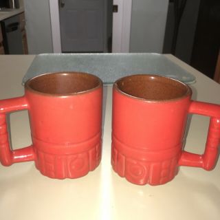 Set 2 Frankoma Pottery Mug Cup C4 Burnt Orange