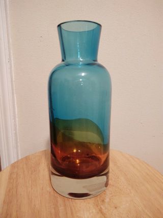 Waterford Evolution Turquoise And Amber Decanter Vase 10 "