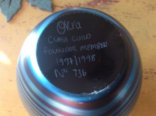 Okra Vase Glass Guild Founder Member 1997/98 No 736 Irridescdnt Ex Con 11cms