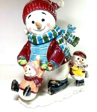 Holiday Heirlooms Waterford Musical Cookie Jar Snowy Village Holiday On Ice