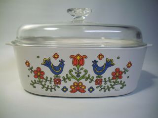1975 Corning Ware A - 84 - B Country Festival 4 Qt Casserole With A - 12 - C Lid,  Rare
