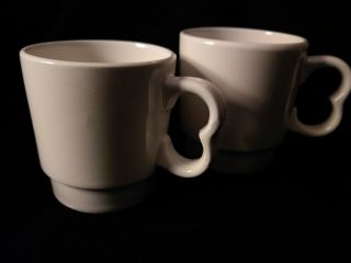 Vintage Shenango China White Stacking Coffee Mugs Restaurant Ware,  Set Of 2