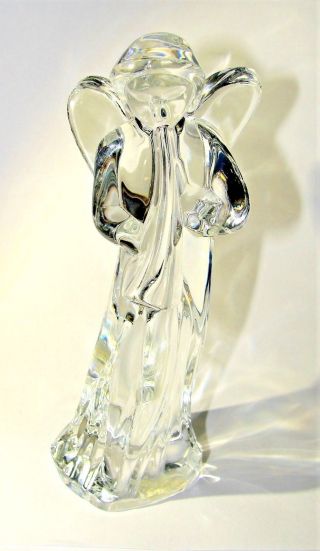 Baccarat Crystal Glass Angel Playing Horn Nativity Figurine Wings 6 1/8 " France