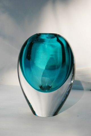 Mid Century Modern Flavio Poli Seguso Murano Glass Sommerso Vase 6.  5 "