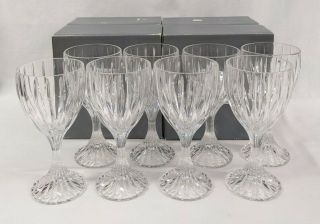 Set Of 8 Mikasa Park Lane Crystal Wine Glasses Water Goblets 6 3/4 " W/ Boxes