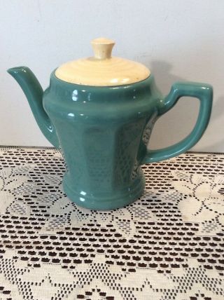 Vintage Percelier Vitrified China Pottery Teapot Coffee Pot With Lid Green