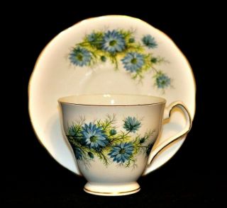 Royal Windsor England Tea Coffee Cup And Saucer Set Blue Flowers