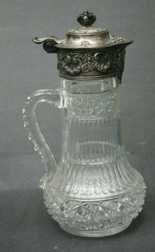 1905 Tiffany & Co Sterling Silver Brilliant Cut Glass Pitcher Daisy And Button