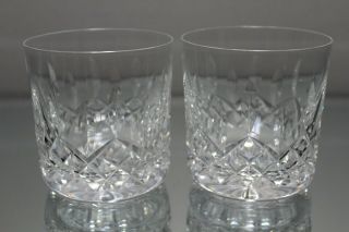 Two (2) Waterford Crystal Lismore Cut Lead Old Fashion Whiskey Glasses