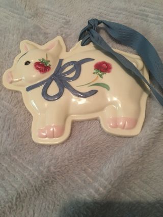 Lenox " Poppies On Blue Barnyard " Pig Cookie Press/mold Wall Plaque