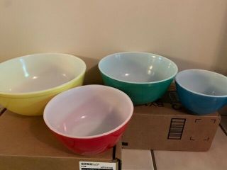 1950s Pyrex Primary Color Bowl Set Of 4 Mixing Bowls