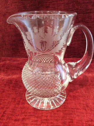Edinburgh Crystal Thistle Water Jug Decanter In The Thistle Cut M 7.  3 Ins High