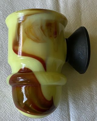 Houzex Slag Glass Car Ashtray With Suction Cup Browns & Creamy Yellow Akro Agate