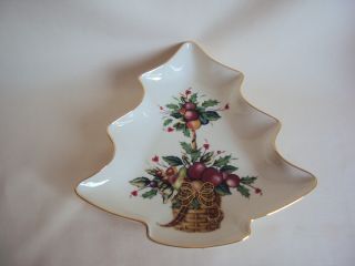 Collectible Lenox Holiday Tartan Candy Dish Christmas Tree Figure