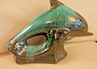 Vintage Dolphin Blue Mountain Pottery Bmp Glazed Blue Green Canada Mid Century