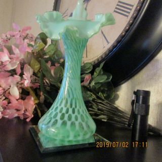 Fenton Opalescent Dot Optic Jack In The Pulpit Vase 11 " Tall