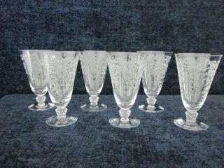 Set Of 6 Fostoria Romance Crystal Iced Tea Glasses - Immaculate &