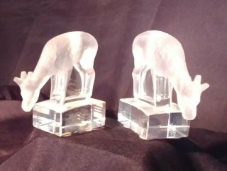 Signed Lalique Frosted Crystal France Deer Glass Figurine
