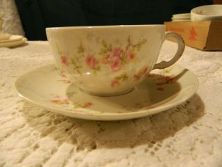 Theodore Haviland Limoges Schleiger 149 - 7 Teacup & Saucer With Pink Flowers 1 - 3