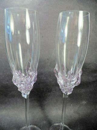 Pair Tamaian Tall Hand Blown Crystal Champagne Glasses
