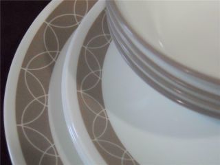 Nw 12 - Pc Corelle Sand Sketch Dinnerware Set Dinner Lunch Plates 18 - Oz Bowls