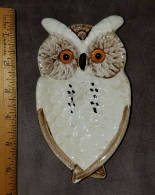 Vintage Owl Ceramic Spoon Rest Trinket Dish Made In Japan