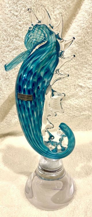 Flawless Exquisite Waterford Evolution Crystal Cerulean Seahorse Figurine