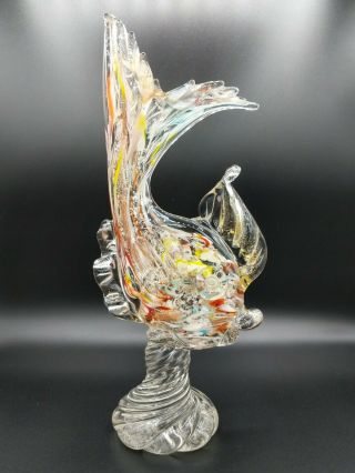 Avem Murano Glass Fish Figurine Aventurine Gold Silver Foil Hand Blown Glass
