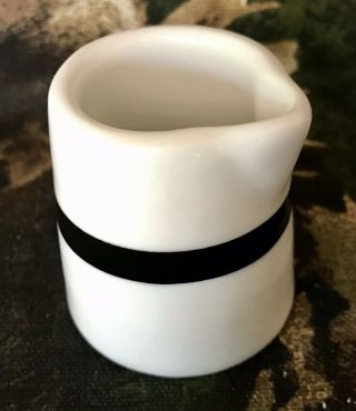 Vintage 1950s China Restaurant Coffee Creamer White W/ Black Stripe Ceramic 2”