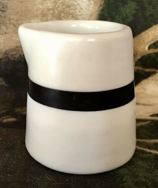 Vintage 1950s China RESTAURANT COFFEE CREAMER White w/ Black Stripe Ceramic 2” 2