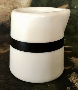 Vintage 1950s China RESTAURANT COFFEE CREAMER White w/ Black Stripe Ceramic 2” 3