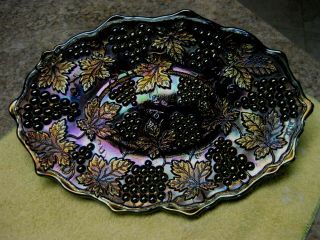 Northwood Carnival Glass Amethyst Grape And Cable Pin Tray