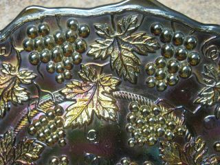 NORTHWOOD CARNIVAL GLASS AMETHYST GRAPE AND CABLE PIN TRAY 2
