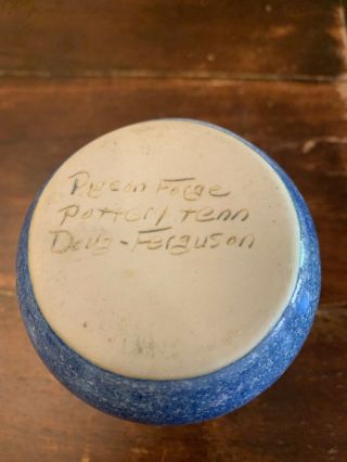 Pigeon Forge Pottery Blue/Brown Bulbous Vase Signed Doug Ferguson 2