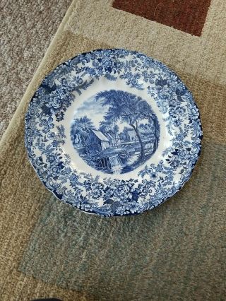 Blue Mill Stream Dinner Plate Made In England By Johnson Brothers