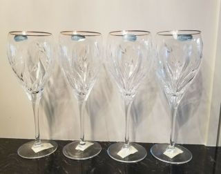 Vintage Crystal J.  G.  Durand 24 Lead Crystal Wine Glass Eternelle Gold Set Of 4