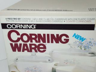 NIB Corning Ware 6 - Piece Casserole Set A - 33 - 337 country cornflower vintage 2